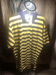 New Ralph Lauren Men’s Polo Yellow With Navy Blue Stripes size XXL Big And Tall - Picture 1 of 6