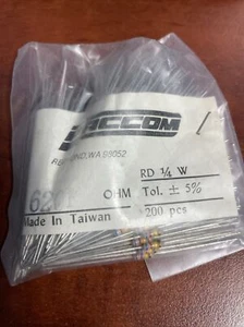 (200) Pcs Paccom 620K Ohm 1/4 Watt 5% Resistors - Picture 1 of 2