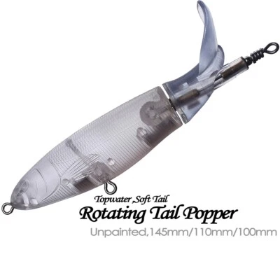 10PCS Rotating Soft Tail Topwater Popper Unpainted Bait Blank Fishing Lure model - Image 1 of 4