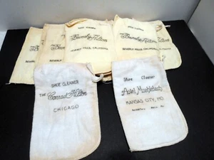14 Hotel Shoe Shine Cloth Beverly Hills Hilton Conrad Chicago Muehlebach Kansas - Picture 1 of 5