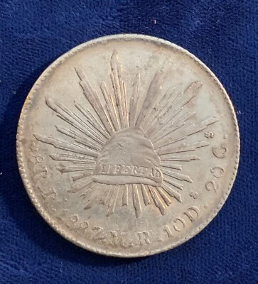 MEXICO SAN LUIS POTOSI MINT  1887-PiMR  8 REALES SILVER COIN, XF/AU - Image 1 of 2