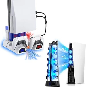 NexiGo PS5 Cooling Stand LED Fan + Dual Charger Station USB 3.0 Accessory Kit - Picture 1 of 9