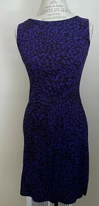 NWT Womens Ann Taylor Loft Purple Black Leopard Print Shift Dress Size XS - Picture 1 of 5