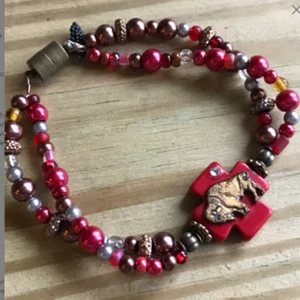 INDIVIDUELLES PERLEN ARMBAND - VINTAGE BÜFFEL UNTER KRISTALL MOND - Bild 1 von 4