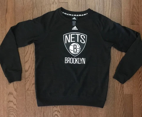 Brooklyn Nets Black Adidas Crewneck Sweatshirt Youth Large 14-16 Cover