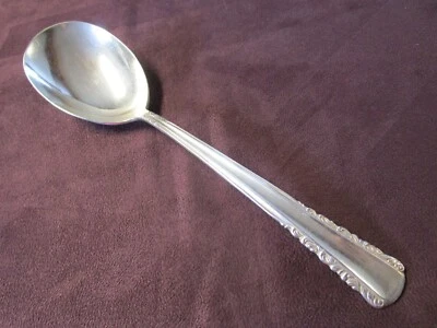 Cuchara para servir o bayas May Queen 1951 mediados de siglo moderna plateada sin monograma Foto 1 de 3