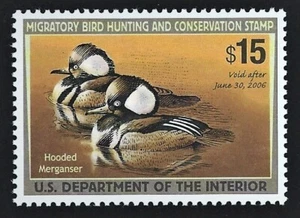 RW72 "HOODED MERGANSERS" $15.00 FEDERAL DUCK STAMP MNH - Picture 1 of 2