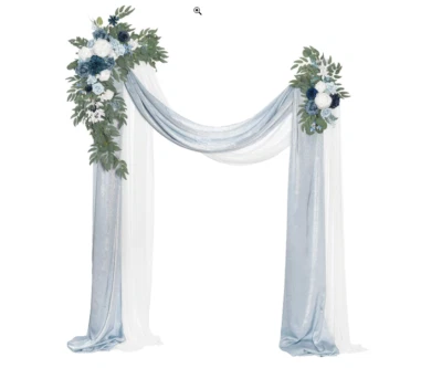 Kit de flores artificiais arco casamento azul empoeirado Ling's Moment pacote com 4 - Imagem 1 de 4