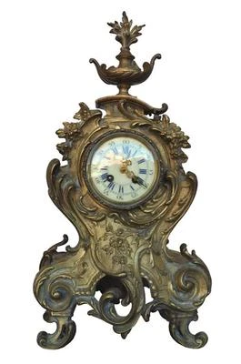 Pendule de cheminée en bronze doré  style Louis XV - Photo 1/4
