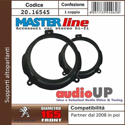 SUPPORTI ALTOPARLANTI ANTERIORI PEUGEOT PARTNER DAL 2008 IN POI DIAMETRO 165 MM - Immagine 1 di 2