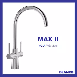 BLANCO MAX II PVD TAP Kitchen Tap Blanco Tap PVD Steel Mixer Tap Twin Levers - Picture 1 of 8