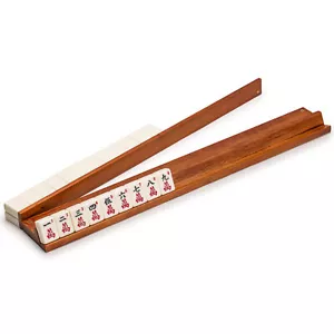 Classic Chestnut Color Wooden Mahjong Game Racks with Pushers, 18" - Set of 4 - Picture 1 of 7