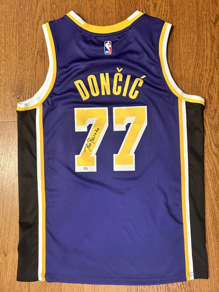 Rob Pelinka Signed Autograph Luka Doncic Jersey Los Angeles Lakers PSA/DNA COA - Image 1 of 3