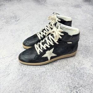 Golden Goose Sky-Star Sneakers alte in pelle nero/bianco Italia 43 US10 UK9 - Foto 1 di 23
