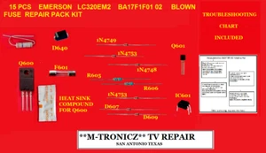 15 PCS EMERSON LC320EM2 BA17F1F01 02 3 REPAIR KIT + TROUBLESHOOTING CHART - Picture 1 of 1