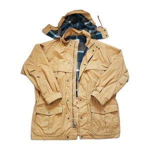 Vintage Eddie Bauer Sz Large Mens Flannel Wool Lined Mountain Parka Brown Jacket - Picture 1 of 11