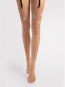 Farfalle Sheer Patterned Garter Stockings 20 Denier Nylons - Picture 1 of 5
