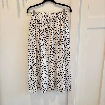 Falda midi de mujer Amazon a lunares con estampado animal negra blanca cintura elástica talla M Foto 1 de 4