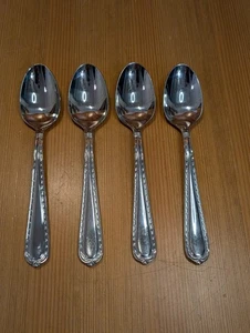 Lot (4) HAMPTON Silversmiths NOBILITY Stainless 8" Oval Soup Table Spoon Set VGC - Picture 1 of 8