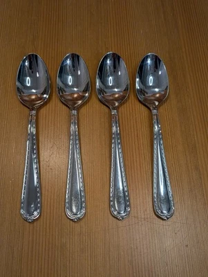Lot (4) HAMPTON Silversmiths NOBILITY Stainless 8" Oval Soup Table Spoon Set VGC - Image 1 of 4