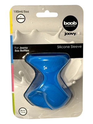 boob Baby Bottle Silicone Sleeve for Joovy 5oz Glass Bottles (150ml) - Blue - Image 1 of 4