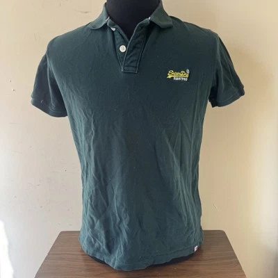 Superdry Shirt Mens Large Green Cotton Polo Logo Modern Fit Classic Designer - Image 1 of 4