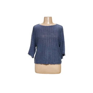 Coldwater Creek Blue Linen Crochet Blouse - Picture 1 of 4