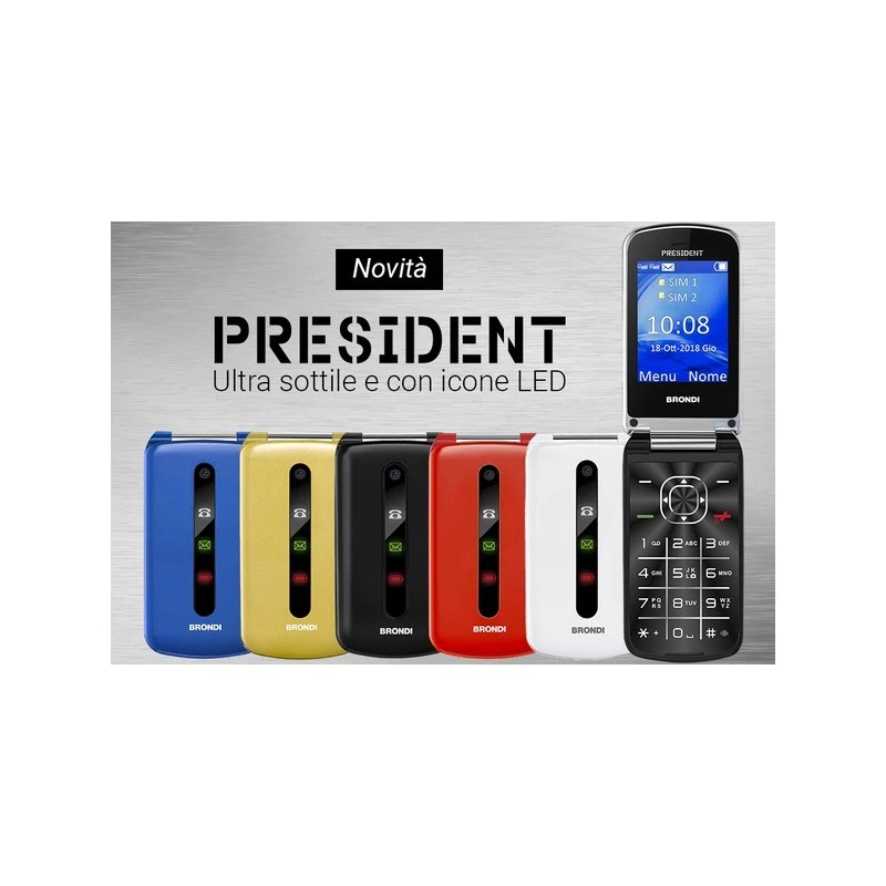 BRONDI PRESIDENT 3'' DUAL SIM SLIM FLIP RADIO FM 1,3MP WHITE - Immagine 1 di 1