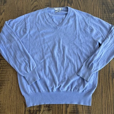 Suéter Peter Millar Hombre Medio Azul Cuello en V Mezcla de Cachemira Manga Larga Golf Foto 1 de 4