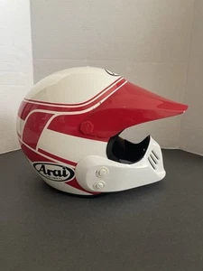 RARE ARAI HELMET, SNELL 85, MX-PRO RED AND WHITE USA LARGE 7 1/4-7 3/8 JAPAN - Picture 1 of 16