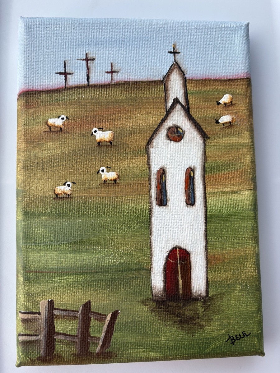 羊　油彩画 纯手绘欧式人物油画圣父与小羊写实人物油画实木画框-字画美