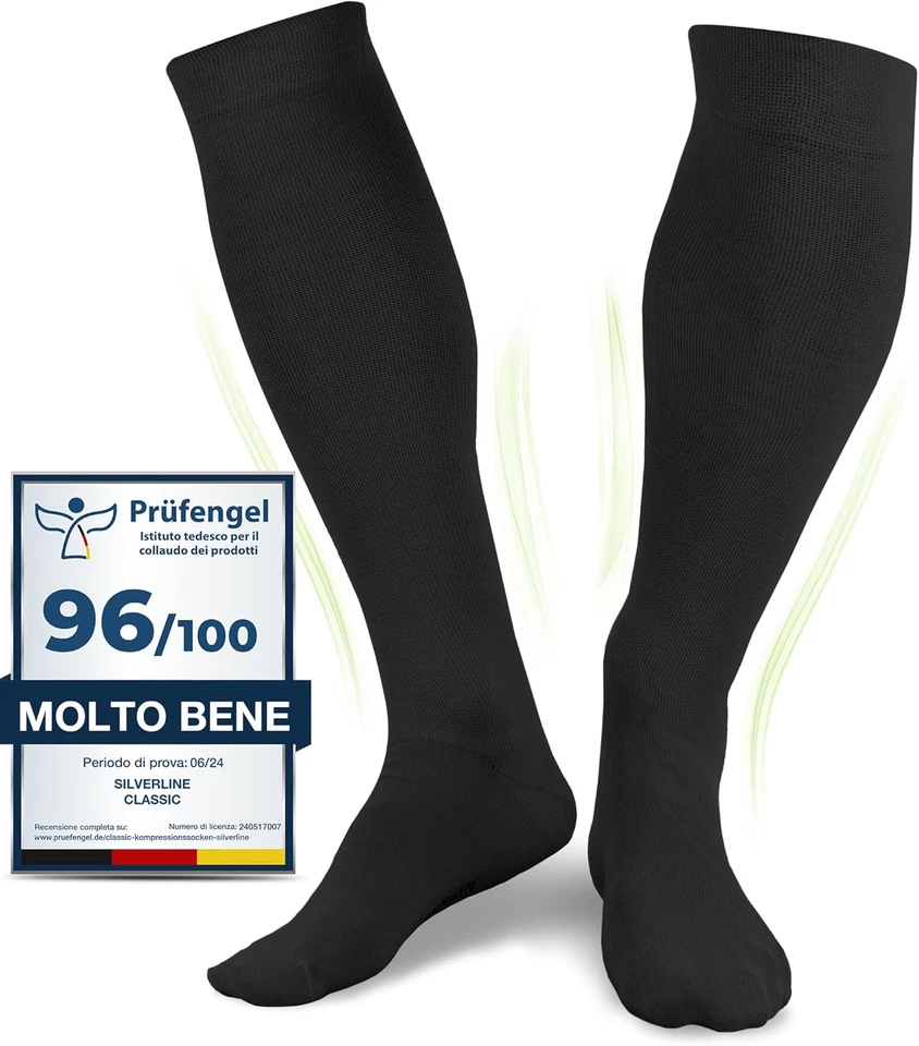 Calze a Compressione Graduata, Calzini Medicali, Uomo E Donna, Cotone Biologico  - Immagine 1 di 4