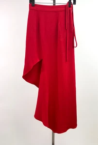 JUAN CARLOS OBANDO Red Silk Hi Lo Midi-Skirt Size 4 - Picture 1 of 5
