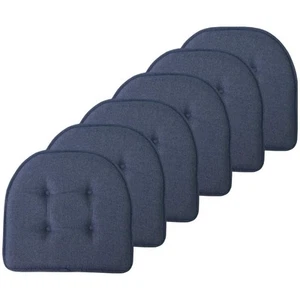 6 Pack Memory Foam Chair Cushions U-Shaped Non Skid 17x16" Tufted Denim Blue - Picture 1 of 6