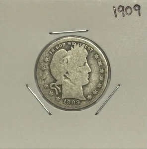 1909 Barber Quarter, 90% Silver, Very Nice, Low Mintage! 🔥 - Picture 1 of 2