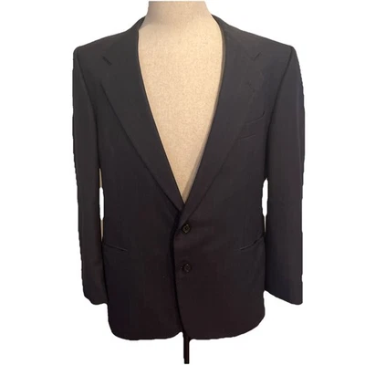 Hickey Freeman Mens Textured Collar Lined Stripped Blazer Navy Size 46R - Image 1 of 4