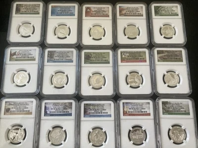 2014-S, 2015-S, 2016-S Silver 15 Quarter Set NGC PF 70 ultra cameo ER - Image 1 of 4