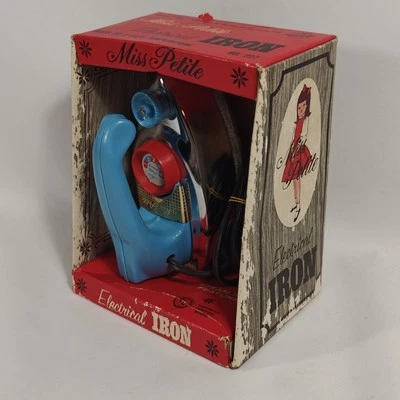 Juguete eléctrico de hierro "Miss Petite" vintage años 60 en caja juguete para niños cromado y azul Foto 1 de 4