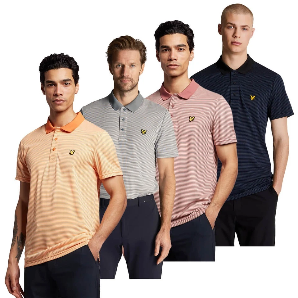 Lyle & Scott Herren Licht Microstripe Adler Logo Polohemd Golf 33%OFF Foto 1 de 1
