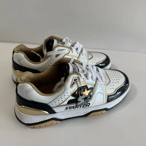 Starter Fast Break Sneaker 430-10320 Patent Leather Upper, Wht/Blk/.Gold, Size 8 - Picture 1 of 10