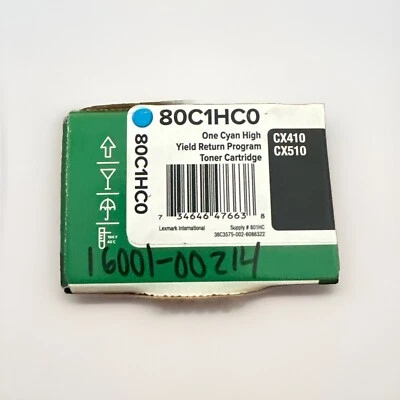 Lexmark 80C1HC0 High Yield Return Program Toner Cartridge Cyan *READ DESCRIP* - Image 1 of 2