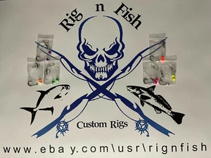 6 Fishing Rigs, High/Low, High Visibility Neon Color Beads Pompano Whiting Etc - Picture 1 of 18