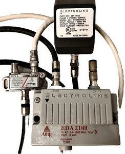 Electroline EDA-2100 TV HDTV Signal Booster Amplifier W Adapter Cables +DS2DGH10 - Picture 1 of 9