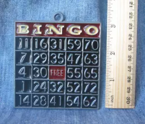 Vintage Suncatcher BINGO CARD Ornament Stained Glass Acrylic Metal SA11 - Picture 1 of 2