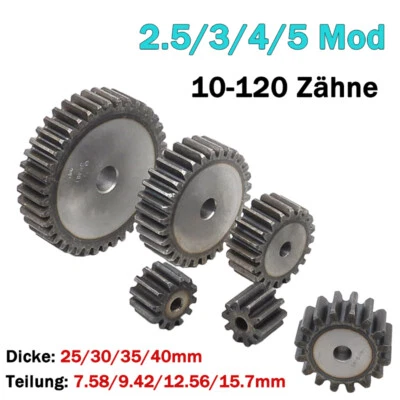 2.5/3/4/5 Modul 10-120Zähne Zahnrad Stirnrad Dicke 25/30/35/40mm Flach Zahnräder - Bild 1 von 4