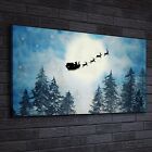 Canvas Wandbild Leinwand Bilder 140x70 Weihnachtsmann mit Schlitten Rentier
