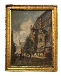 FELICIEN BOBELDIJK Dutch Amsterdam Cityscape Impasto Oil Painting Gilded Frame - Picture 1 of 7