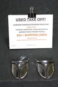 Used Chrome Front Fender Extension Mud Flap | Fits Harley Sportster Dyna Softail - Foto 1 di 9