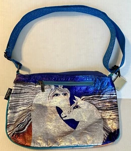 Laurel Burch Ivory Mares E/W Foiled Crossbody Tote Handbag Purse - Picture 1 of 15