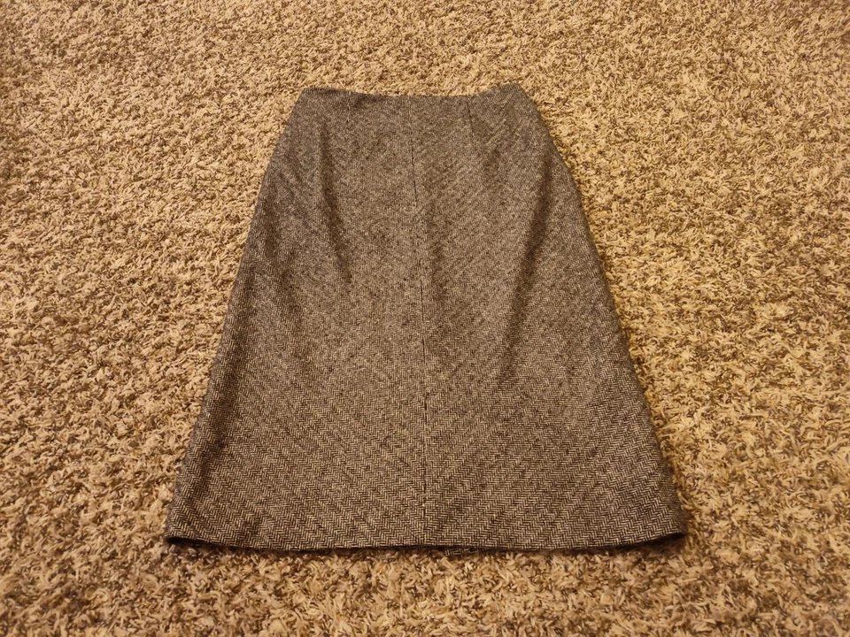 Harolds Skirt Womens 2 Brown Herringbone Straight Knee Length Wool - Image 1 of 4